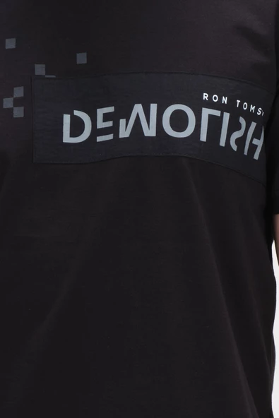 Erkek Baskı Desenli Bisiklet Yaka Pamuklu Kısa Kollu Basic T-Shirt - 7