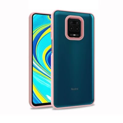Gpack Xiaomi Redmi Note 9 Pro Flora Sert Silikon Arkası Cam Şeffaf Pembe