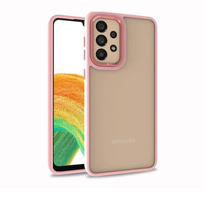 Gpack Samsung Galaxy A52 Flora Sert Silikon Arkası Cam Şeffaf Pembe