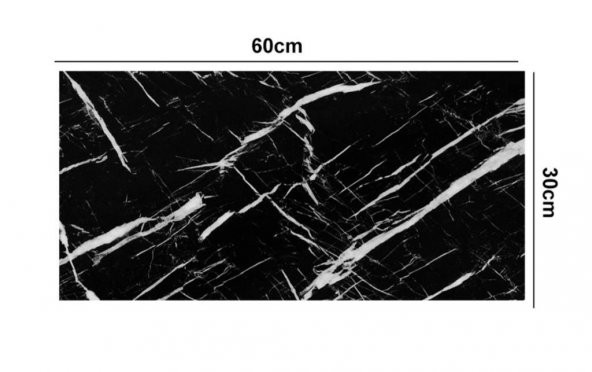 Renkli Duvarlar Tezgah Arası Kendinden Yapışkanlı PVC Siyah Kaplama Paneli 30x60 cm - 2