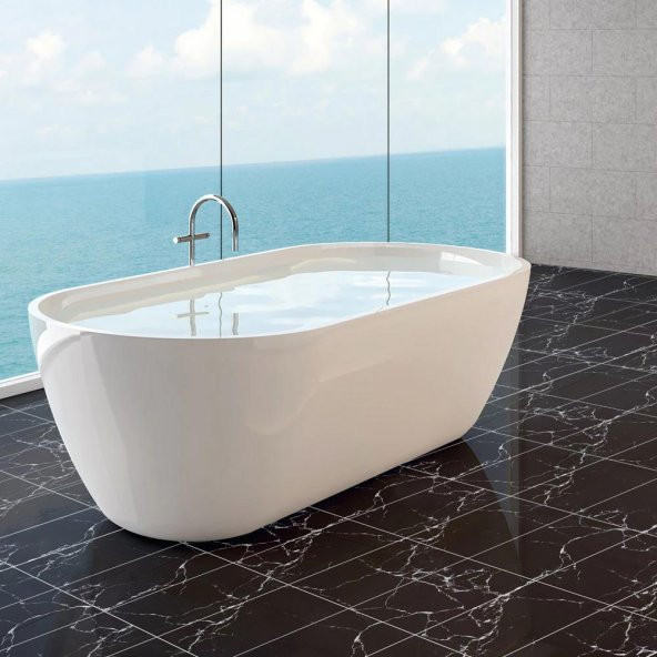 Renkli Duvarlar Tezgah Arası Kendinden Yapışkanlı PVC Siyah Kaplama Paneli 30x60 cm - 8