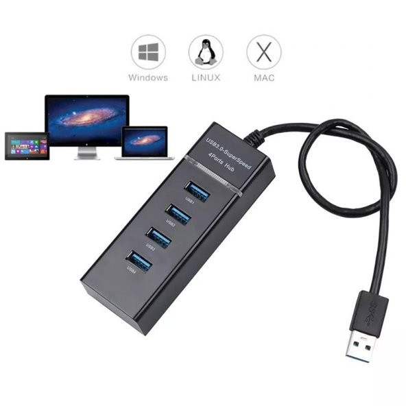 PrimeX PX-3010 USB Hub, 4 Port USB 3.0 Çoklayıcı, USB Çoklayıcı Siyah - 3