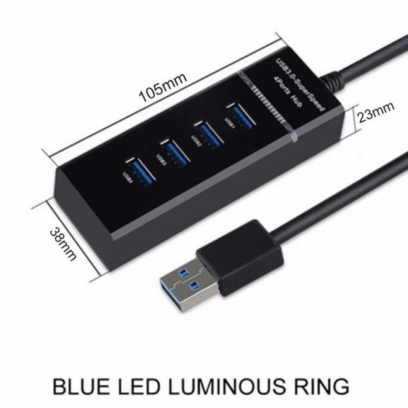 PrimeX PX-3010 USB Hub, 4 Port USB 3.0 Çoklayıcı, USB Çoklayıcı Siyah - 5