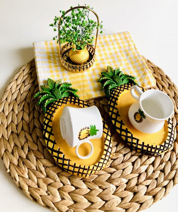 Den Tasarım Hediyelik Ananas 2 Kişilik Kahve Fincan Seti