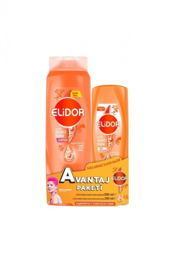 Elidor Saç Bakım Şampuanı Onarıcı Bakım 500ml + Bakım Kremi 200ml