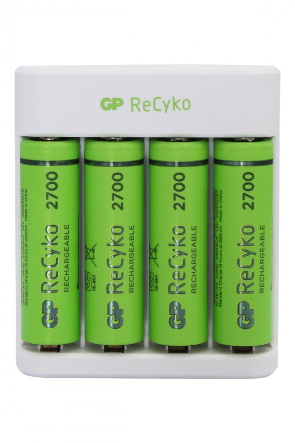 GP Recyko E411 USB AA-AAA Şarj Cihazı '' GP Recyko 2700 mAh AA Kalem Pil 4lü - 2