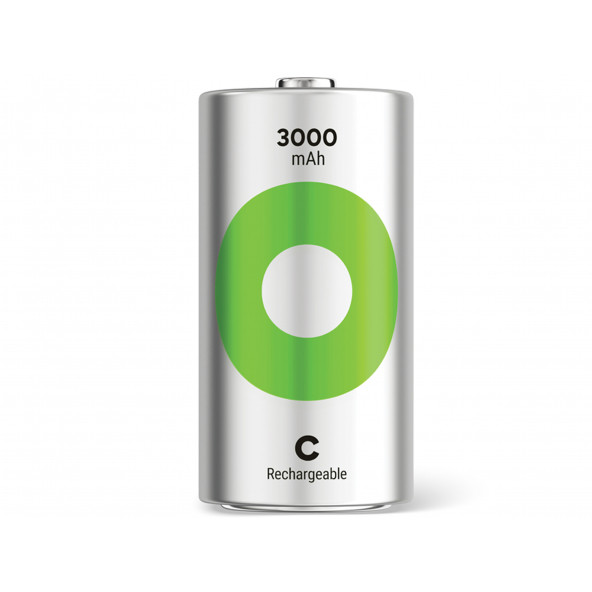 GP Batteries ReCyko 3000 mAh C Boy Orta Ni-MH Şarjlı Pil, 1.2 Volt, 2li Kart - 2