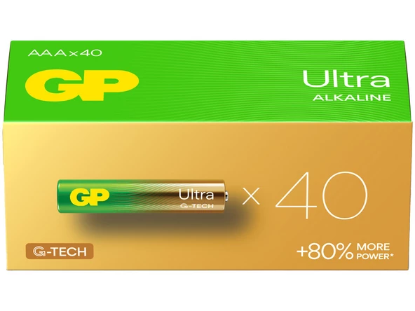 GP Batteries G-TECH Ultra Alkalin İnce LR03 - AAA Boy 1.5V Pil 40'lı Kutu