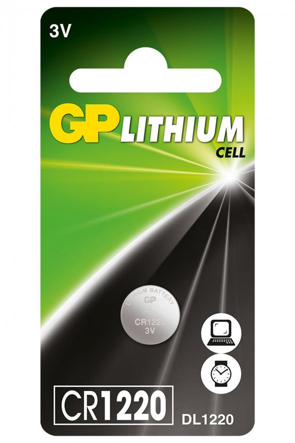 GP Batteries CR1220 1220 Boy Lityum Düğme Pil 3 Volt Tekli Kart