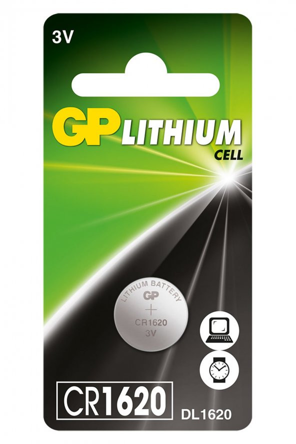 GP Batteries CR1620 1620 Boy Lityum Düğme Pil 3 Volt Tekli Kart