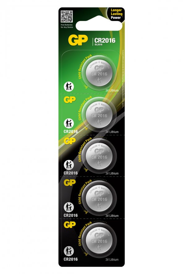 GP Batteries CR2016 2016 Boy Lityum Düğme Pil 3 Volt 5li Kart