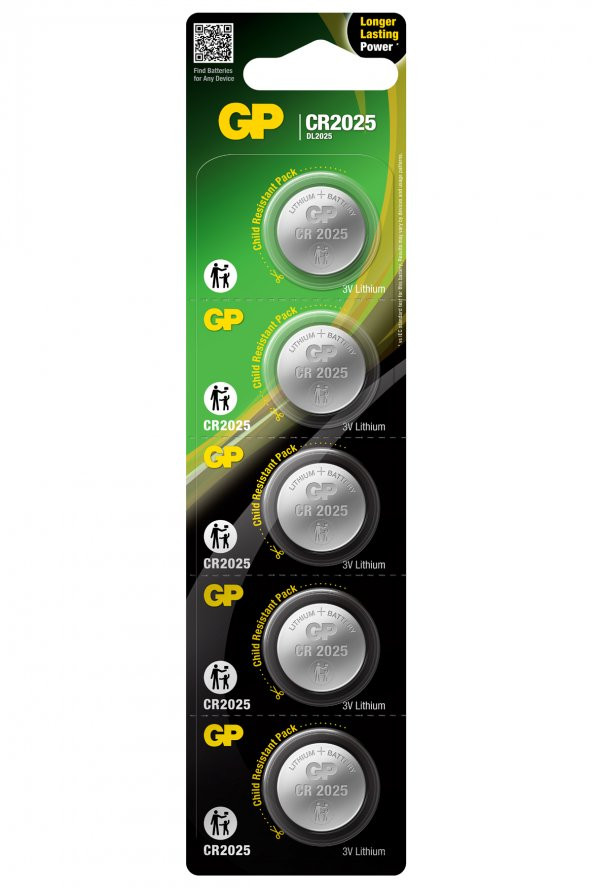 GP Batteries CR2025 2025 Boy Lityum Düğme Pil 3 Volt 5Li Kart