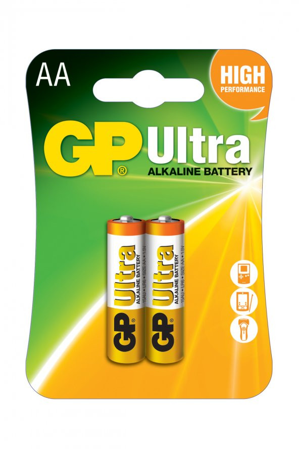 GP Batteries GP15AU Ultra Alkalin LR6/E91/AA Boy Kalem Pil 1.5 Volt 2Li Kart
