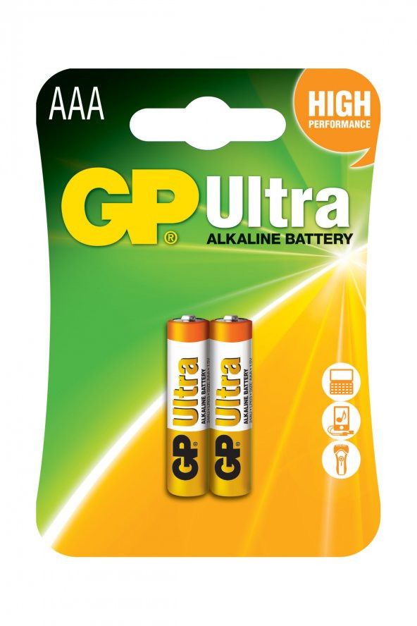 GP Batteries GP24AU Ultra Alkalin LR03/E92/AAA Boy İnce Kalem Pil 1.5 Volt 2Li Kart