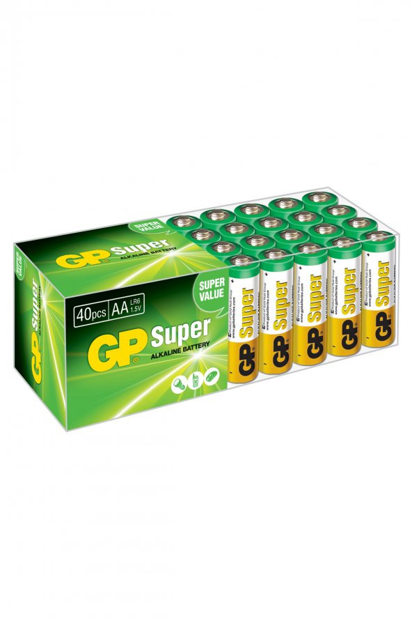 GP Batteries GP15A Süper Alkalin LR6/E91/AA Boy Kalem Pil 1.5 Volt 40lı Paket