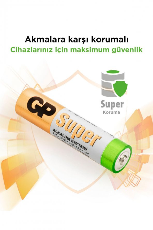 GP Batteries GP24A Süper Alkalin LR03/E92/AAA Boy İnce Kalem Pil 1.5 Volt 20li Paket - 3