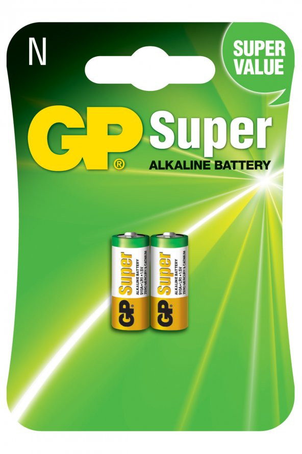 GP Batteries GP910A Süper Alkalin LR1/N/910A Boy Yarım Kalem Pil 1.5 Volt 2Li Kart