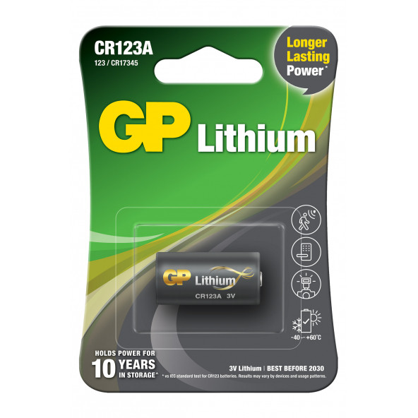 GP Batteries GPCR123A DL123A/CR123A Boy Lityum Pil 3 Volt Tekli Kart