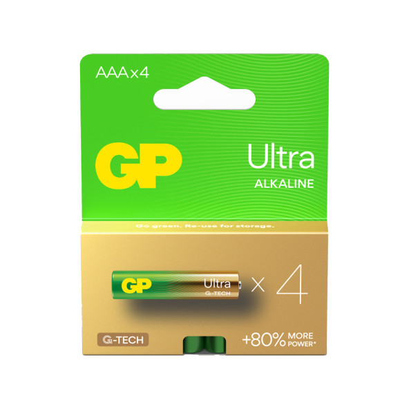 GP G-TECH Ultra Alkalin İnce LR03 - AAA Boy 1.5V Pil 4'lü Kart