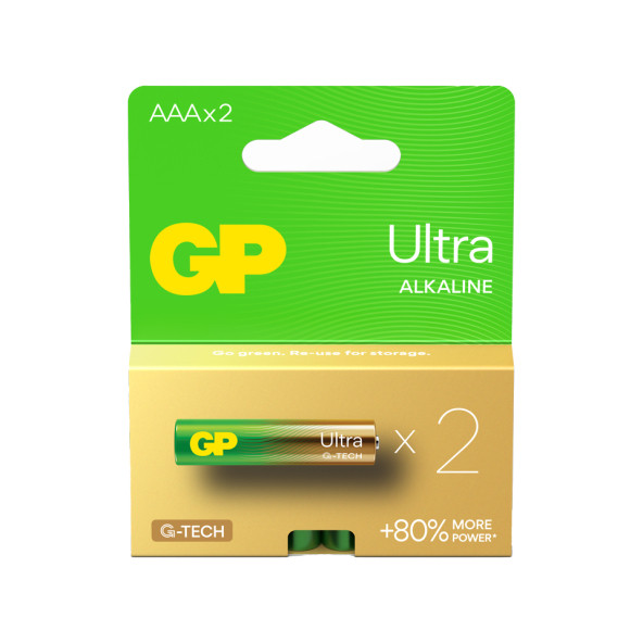 GP G-TECH Ultra Alkalin İnce LR03 - AAA Boy 1.5V Pil 2'li Kart