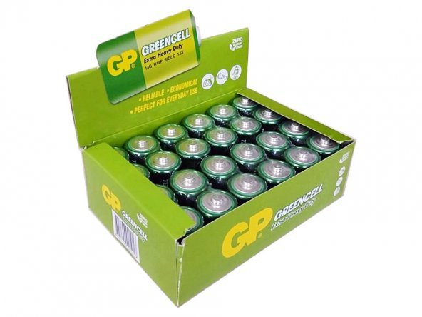 Gp Batteries Gp14G Greencell R14P/1235/C Boy Orta Pil 1.5 Volt 24Lü Kutu