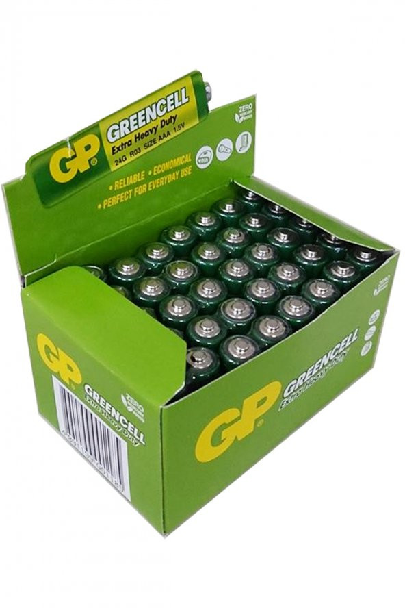 GP Batteries GP24G Greencell R03/1212/AAA Boy İnce Pil 1.5 Volt 40lı Kutu