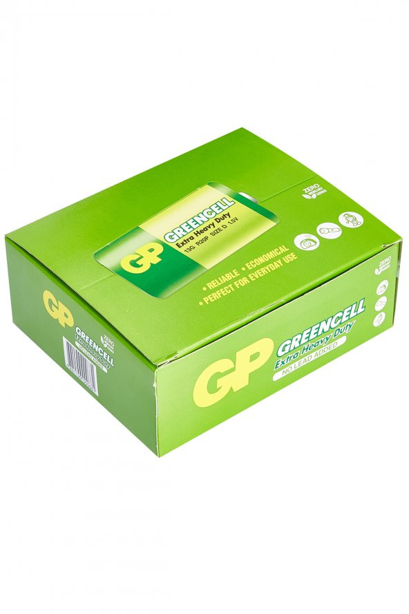 GP Batteries GP13G Greencell R20P/1250/D Boy Kalın Pil 1.5 Volt 20Li Kutu - 3