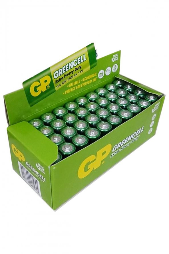 GP Batteries GP15G Greencell R6P/1215/AA Boy Kalem Pil 1.5 Volt 40lı Kutu