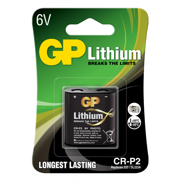 GP Batteries GPCR-P2 CR-P2/DL223A Boy Lityum Pil 6 Volt Tekli Kart