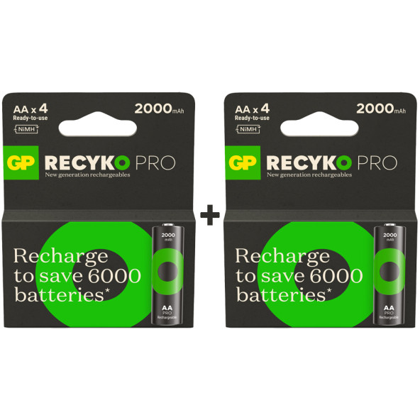 GP ReCyko Pro 2000 mAh AA Kalem 8li Şarj Edilebilir Pil