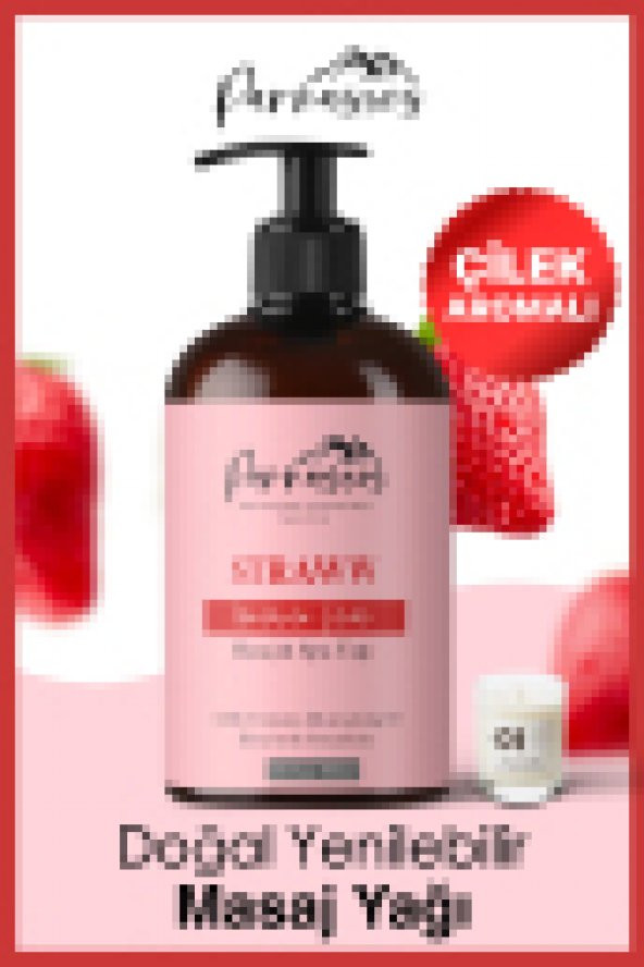 300ML Doğal Çilek ve 150ML Vanilya Özlü Duyusal ve Afrodizyak Etkili Aromaterapi Masaj Yağı 2li Set - 1