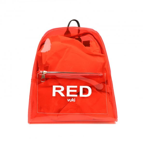 KH-ŞEFFAF SIRT ÇANTASI KIRMIZI RED
