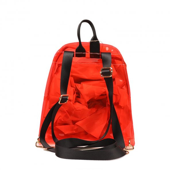 KH-ŞEFFAF SIRT ÇANTASI KIRMIZI RED - 4