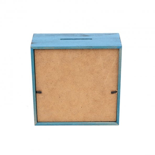 MAVİ KÖTÜ GÜN PARASI TASARIM AHŞAP KUMBARA - 2