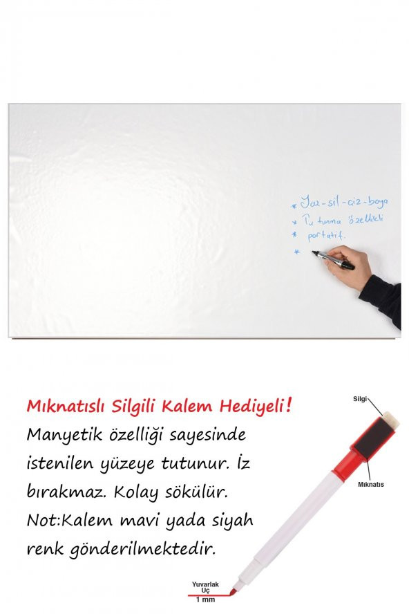 Manyetik Yapışkanlı Beyaz Manyetik Kağıt Tahta 2 li (90x120cm) - 1