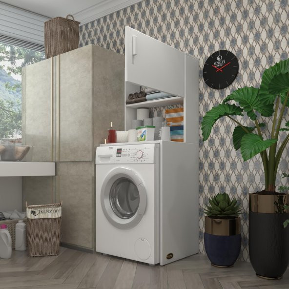 Kenzlife çamaşır makinesi dolabı bohemya byz 160x066x50-20 banyo kapaklı arkalıksız