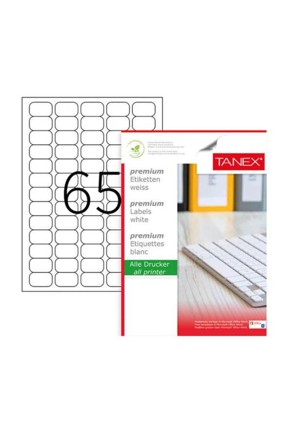 Tanex Lazer Etiket 100 Yaprak 38.1 x 21.2 Mm Lazer Yazıcı Etiketi