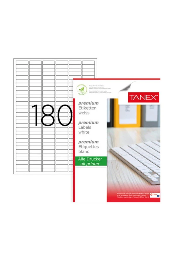 Tanex Lazer Etiket 100 Yaprak 30 x 9 Mm Lazer Yazıcı Etiketi