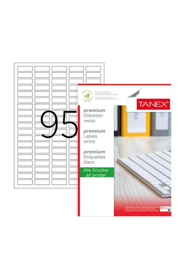 Tanex Lazer Etiket 100 Yaprak 30 x 12 Mm Lazer Yazıcı Etiketi