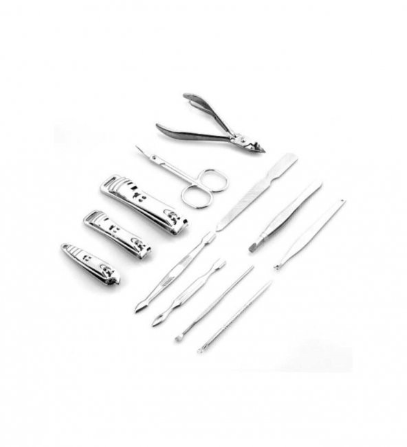 Profesyonel Çelik Manikür Pedikür Seti 12 Parça Tırnak Bakım Seti - 4
