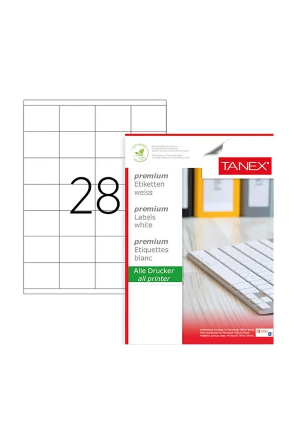 Tanex Lazer Etiket 100 Yaprak 52 x 41 Mm Lazer Yazıcı Etiketi