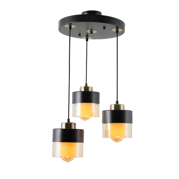 TT Aydınlatma TT203-3Y-SY  Siyah-Eskitme 3 lü Yuvarlak Avize ürün görseli 1