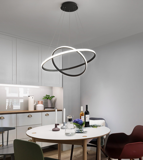 TT300-2 SY TT Aydınlatma Halka 2 li Mat Siyah Led Avize