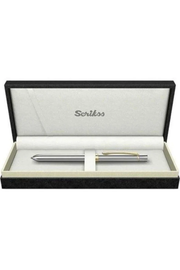 Scrikss Fonksiyonlu Kalem Gold Krom Tükenmez + Versatil Multifonksiyon Kalem