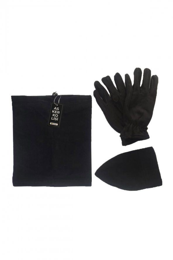 Siyah 3lü Set: Polar Bere Boyunluk Eldiven - 2