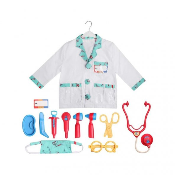 Lets Be Child Lc Oyuncak Doktor Seti  Steteskop Gözlük Enjektörve Diğer Aksesuarlar Çocuk Kostümü kırmızı