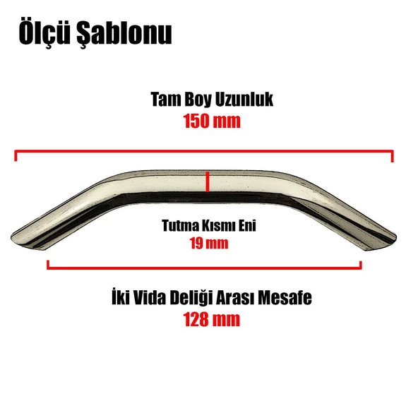 Jüpiter Çekmece Dolap Dolabı Kapak Kulpu Kulpları Kulbu 128 Mm Nikel Metal Kulp Mobilya Mutfak - Resim 3