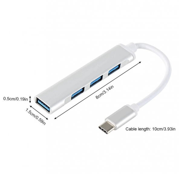 Shaza Type-C 4in1 Hub Adaptör USB 3.0 Çoğaltıcı - 3