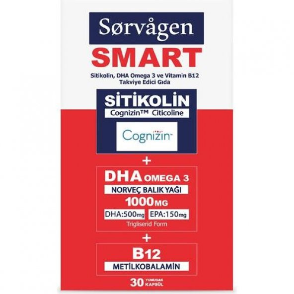 Sorvagen Smart Sitikolin Norveç Balık Yağı 30 Kapsül