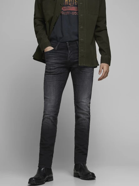 JACK JONES Glenn Model Siyah Dar Kesim Kot Pantolon 12162430 - Resim 3